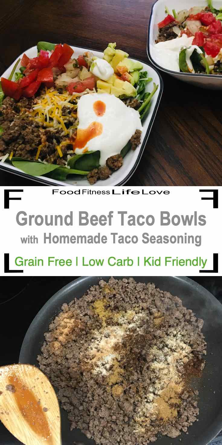 Ground Beef Taco Bowl Pin