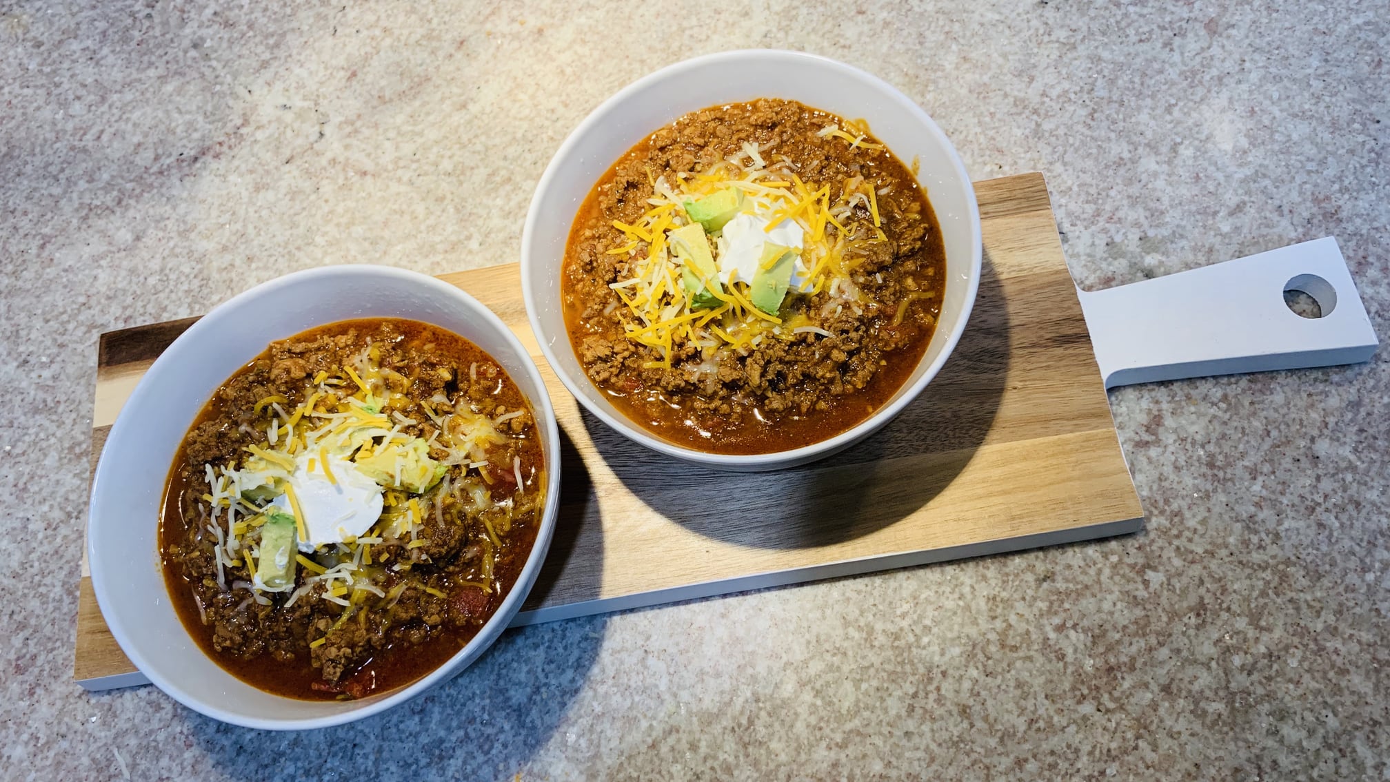 Beanless Chili with Toppings