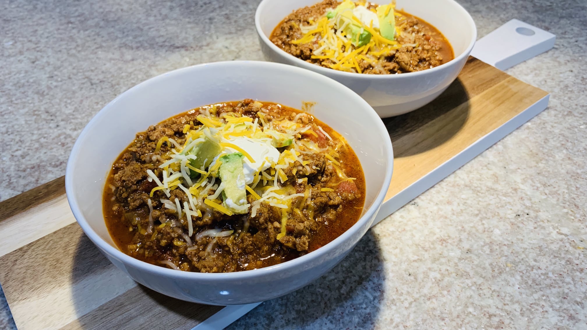 Beanless Chili with Toppings