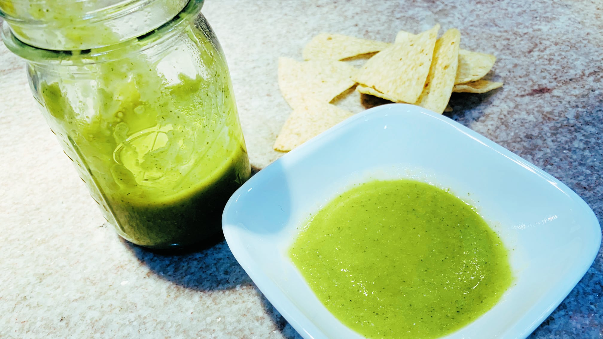 Salsa Verde with Green Tomatoes and Chips