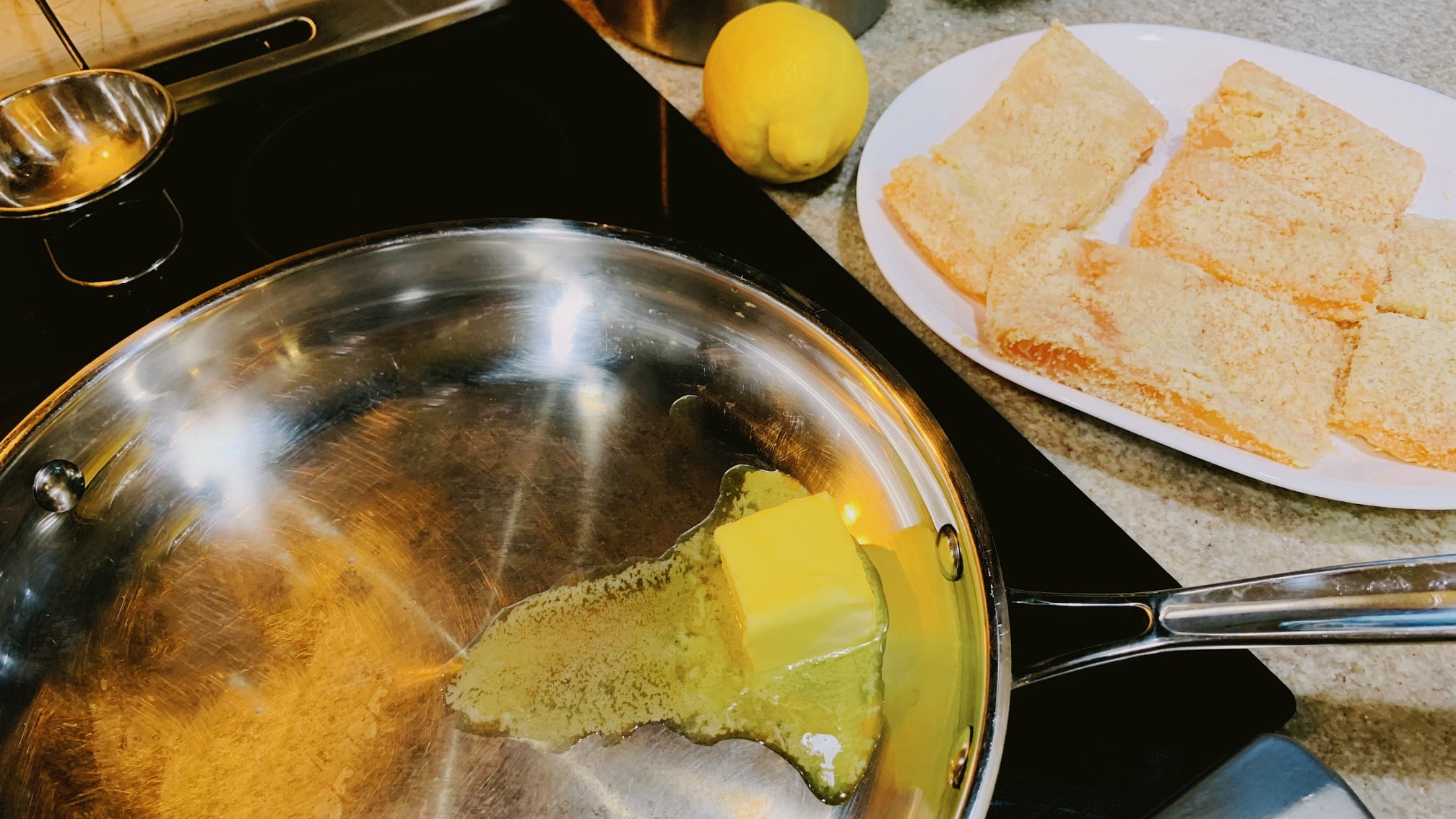 Butter in Skillet and Salmon