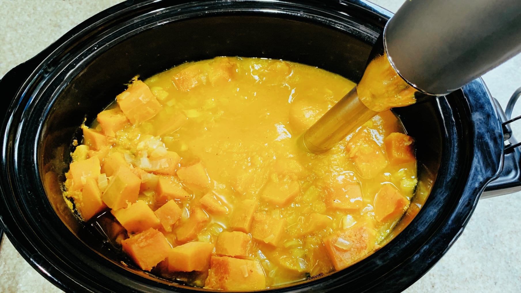 Orange Ginger Kabocha Squash Soup in Slow Cooker