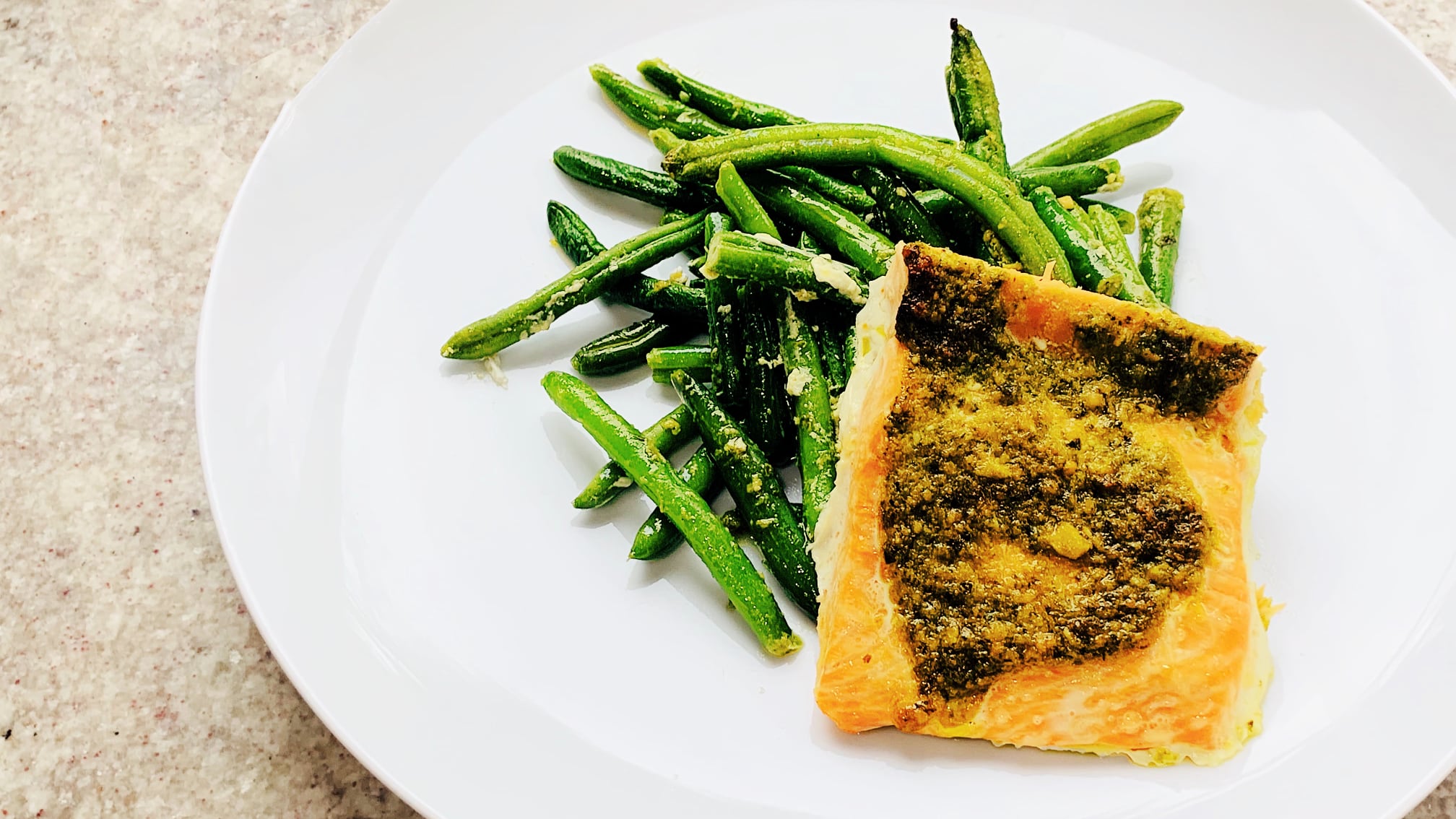 Green Beans and Salmon with Pesto