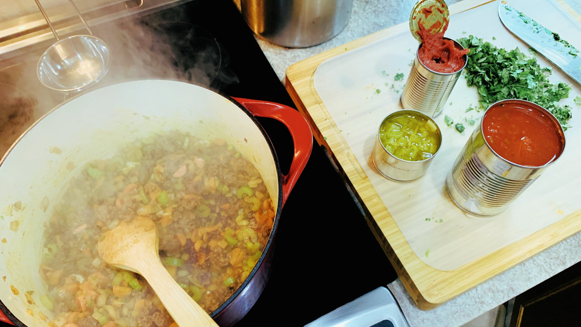 Chorizo, Vegetables, Tomatoes and Green Chilis