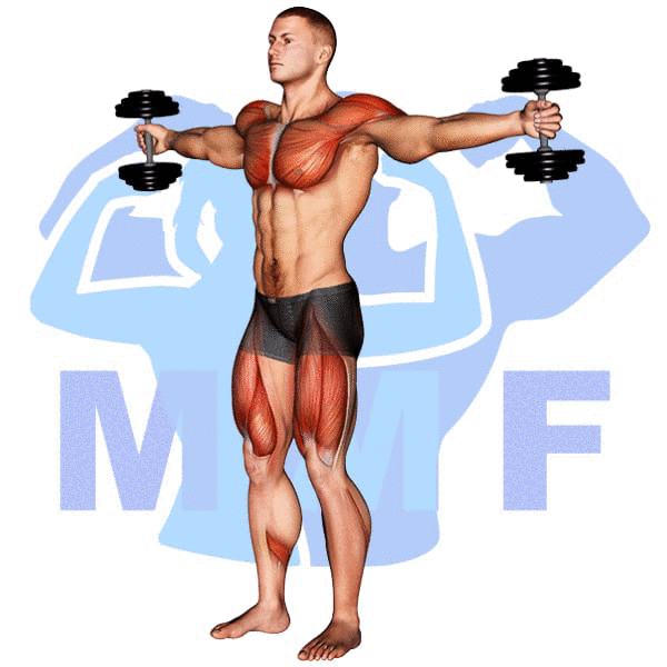 Man Performing Dumbbell Iron Cross