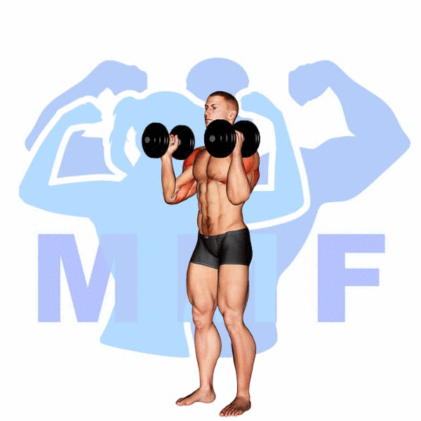 Man Performing Dumbbell Palms In Shoulder Press