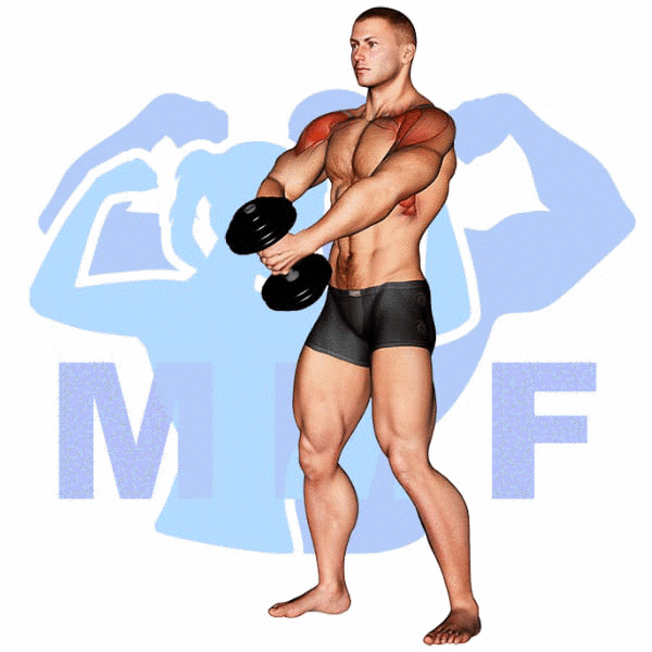 Man Performing Single Dumbbell Front Raise