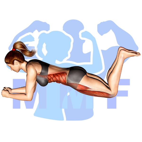 Graphic image of a fit woman performing Bridge On Knees.