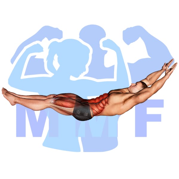 Graphic image of a muscular man performing Hollow Hold.