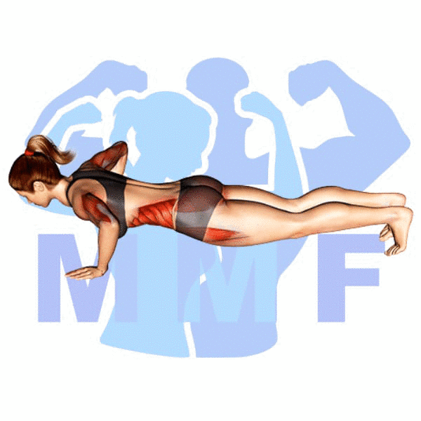 Graphic image of a fit woman performing Jack Plank.