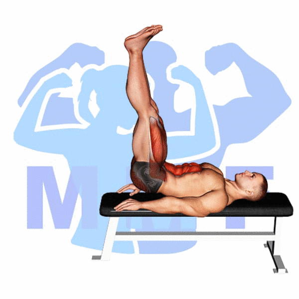 Graphic image of a muscular man performing Leg Raise Crunch.