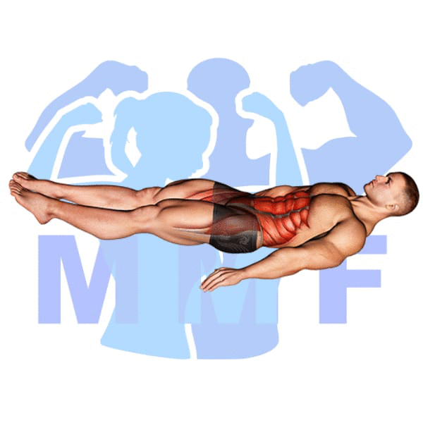 Graphic image of a muscular man performing Lying Knee Raise.