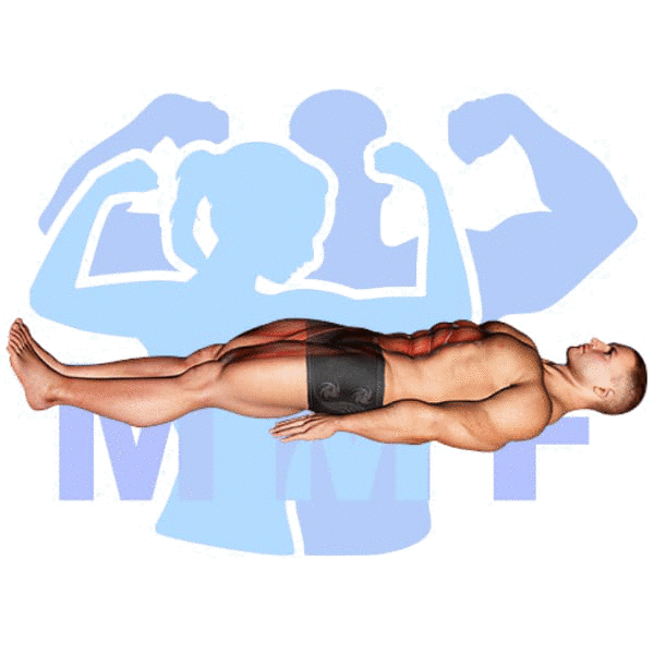 Graphic image of a muscular man performing Lying Leg Lift Hold.