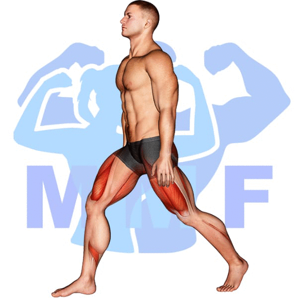 Graphic image of a muscular man performing Split Squat.