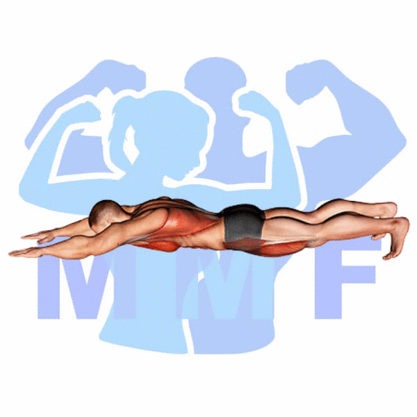 Graphic image of a muscular man performing Superman Push Up.